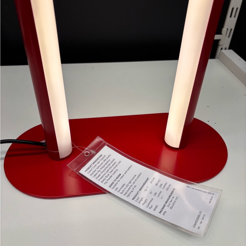 Solvinden dimmable Modern Red and White LED Floor Lamp from IKEA gorgeous - Picture 13 of 16
